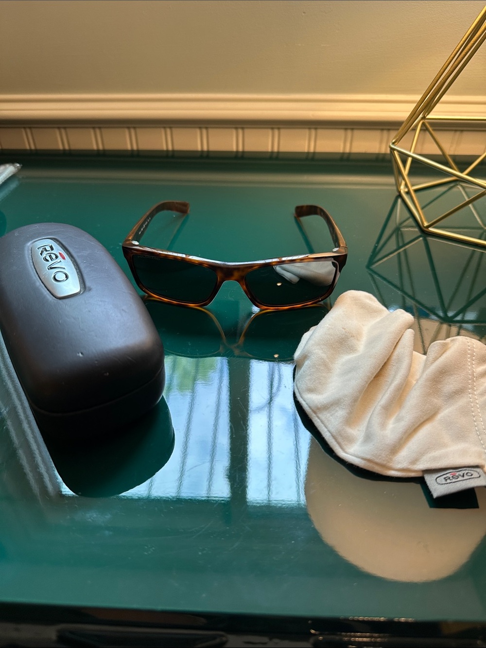 Revo Men’s Tortoiseshell Frame Sunglasses with Brown Lenses